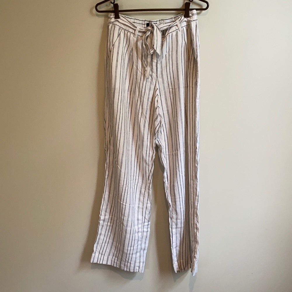 Wide-leg linen blend pants